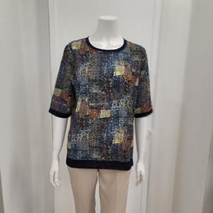 리우베 세이브존01 모자이크 패턴 반팔 블라우스 RBBT284