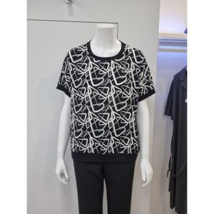 [벨리시앙]벨리시앙 기하학 패턴 반팔 블라우스 BL4238