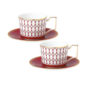 [웨지우드] 르네상스레드 커피잔 2인조