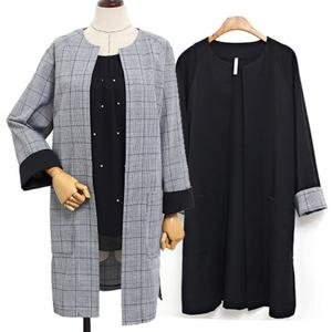 [해피통통] 빅사이즈 롤업 롱자켓 정장용 베이직 오피스여성자켓