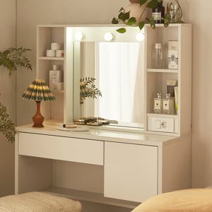 E0 국내생산 블랑 메이크업 LED 조명 거울 수납화장대(콘센트)