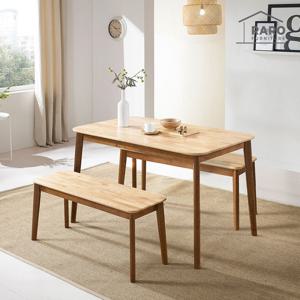 라로퍼니처 아몬드 1250 고무나무 원목 4인 식탁 세트 (식탁+벤치2)