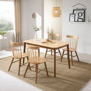 라로퍼니처 아몬드 1250 고무나무 원목 4인 식탁 세트 (식탁+의자4)