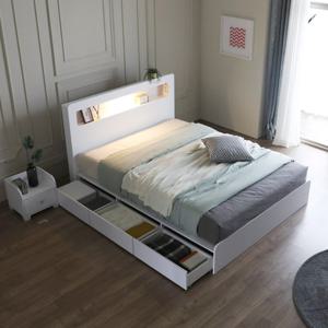 (착불) 클라레오 LED 3구 서랍형 퀸침대(Q)/매트별도