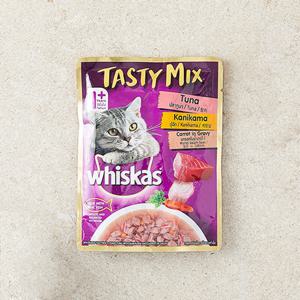 위스카스 테이스티믹스 참치&게맛살&당근 그레이비 파우치 70g 고양이 사료