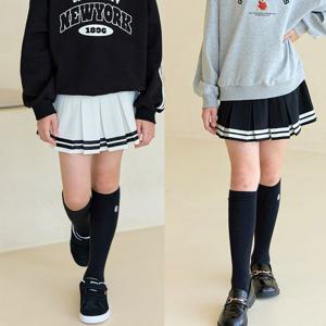 [모데쯔]주니어 가을 분또스판 라인 스커트 주름치마 행사 10대 여아