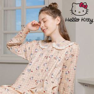 [헬로키티]헬로우키티 레이스 와이카라 프릴체크 긴팔원피스 HK-
