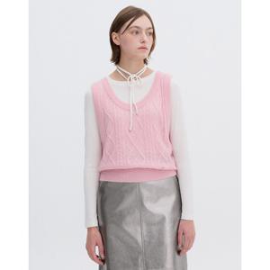 [올리브데올리브]U넥 꽈배기 크롭 니트 베스트 (OK4WVA20)