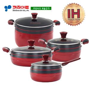 키친아트 신비(IH) 인덕션경질냄비 곰통4종SET(18편+20+24전+28)