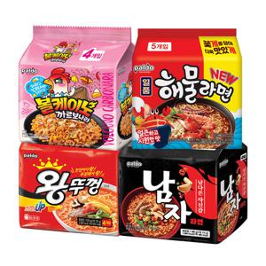 볼케이노까르보나라(130gX4입)X1개+남자라면(115gX4입)X1개+왕뚜껑봉지(130gX4입)X1개+일품해물라면(115gX5입)X1개