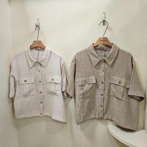 스테파니 HC07 금장단추 포인트 린넨 반팔 자켓 A25JK5221