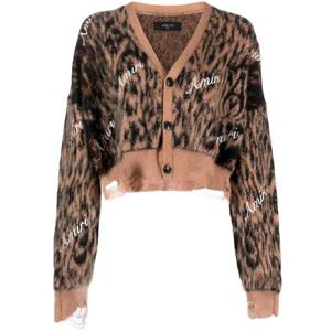 아미리 레오파드 프린트 크롭 가디건 PF23WKC002