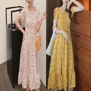 샵앤) 여성 바캉스룩 스모크밴딩 잔꽃무늬 롱원피스 WON-WDR-WD09A92