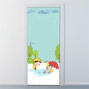 아트박스/낭만창고 nces031-키즈랜드 비내리는날-현관문시트지