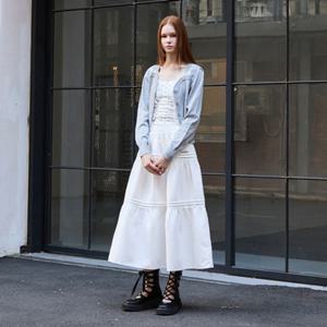 [에고이스트][BLUE LABEL] 핀턱 롱 스웨이드 스커트 (ER3OSK03)