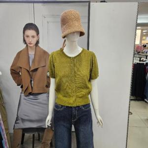 Ab.f.z DP01 볼륨소매라운드넥크롭가디건 AFZ4QY36