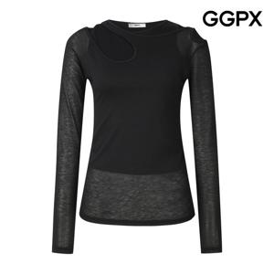GGPX  슬림 레이어드 컷아웃 티셔츠 (GP8TS011F)