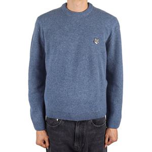 메종키츠네 25FW 남성 폭스헤드 램스울 컴포트 니트 파우더블루 PM00803KT1006 0331