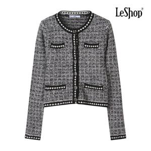 [르샵]플라워 버튼 트위드 니트 가디건 BP9KC013A