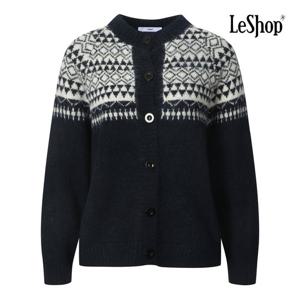 르샵  기하학 짜임 라운드 버튼 니트 가디건 (BP9KC032A)