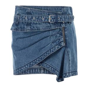 이자벨마랑 어시메트릭 헴 데님 시옌 미니 스커트 JU0432FAC4H0