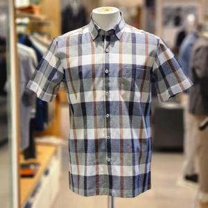 [트레몰로]TRBNS4M3181_빅체크 에어홀 프린트 포멀 반팔셔츠