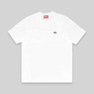 24SS 디젤 A09558 0AIJU 141 패치 D 로고 여성 코튼 티셔츠 화이트