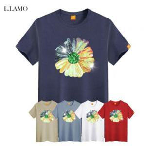 엘라모 스팽글무지개꽃 반팔티셔츠 남녀공용 빅사이즈 S~4XL