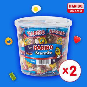 [공식][하리보][삼경] [26.02]정가 43560원 스타믹스 1kg 2개 베스트 젤리 아이 간식 대용
