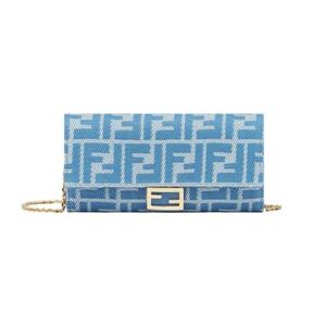 펜디 바게트 컨티넨탈 데님  FF 자카드 체인 월렛 블루 8M0365AUNJF1SKL