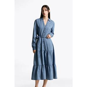 [타미힐피거종합관] 여성 샴브레이 미디 원피스 (T22F6TDR041WT2 0HB)