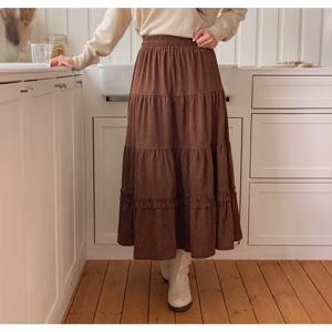 [올리비에스클로젯] 골덴 밴딩 롱 캉캉스커트_O2509SK028C