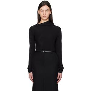 25 FW 토템 여성 블랙 드레이핑 저지 티셔츠 251771F110008