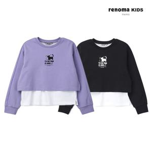 [레베끌레][레노마키즈] 레이어드 크롭 맨투맨 티셔츠 / R2435T1