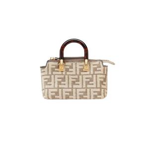 펜디 바이 더 웨이 테피스트리 패브릭 스몰 보스턴백 도브 그레이 베이지 8BS067AL9QF1IQS