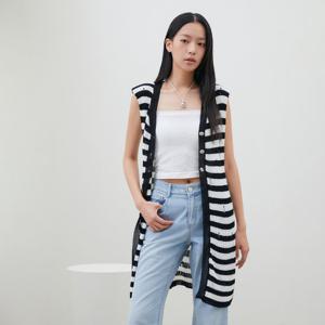 [에고이스트]스트라이프 니트 롱 베스트(ER3EK707)