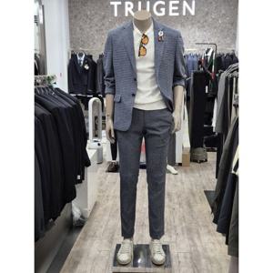 [트루젠]깅엄 댄디 체크 메쉬 여름 자켓(EU5JKM033)390_DG