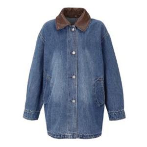 [비지트인뉴욕]배색 레더 카라 오버핏 데님 자켓VB9DJ70