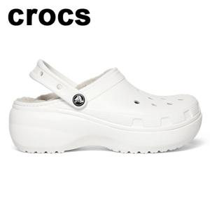 [크록스] 털크록스 클래식 플랫폼 라인드 클로그 우먼 화이트 207938-100