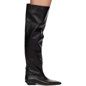 25 FW 파리텍사스 여성 블랙 베티나 싸이하이 부츠 242616F115001