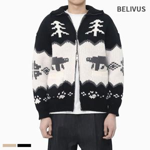 [빌리버스]빌리버스 남성 노르딕 집업 겨울 투웨이 니트 BWT002