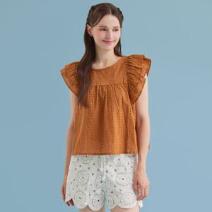 FOCUS  프릴 펀칭 날개 블라우스 PBBF5M1BL5731