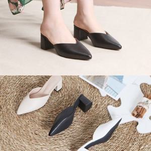 [애슬릿] 브이 라인 베이직 스틸레토 뮬 블로퍼 힐