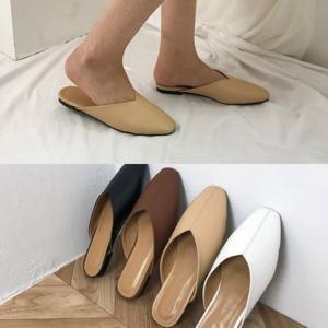 [애슬릿] 심플 플랫 스퀘어 여성 뮬 블로퍼 1.5cm