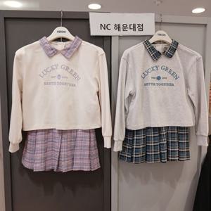 [오후]체크 스커트 상하세트 OHSM24251