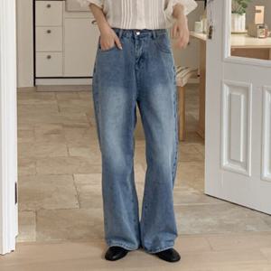 샵앤) 여성 사계절 와이드핏 워싱 일자 데님 청바지 SIU-WPT-4100-중청