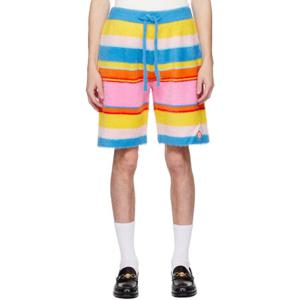 카사블랑카 반바지 멀티컬러 플러피 스트라이프 오버사이즈 쇼츠 251195M193031