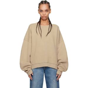 아크네 맨투맨 베이지 로고 패치 스웨트셔츠 251129F098007