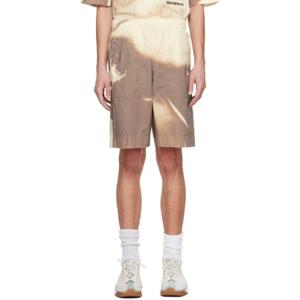 스톤아일랜드 반바지 브라운   오프 화이트 그래픽 쇼츠 241828M193001