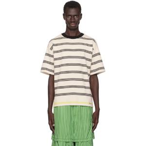 마르니 티셔츠 베이지 씨사이드 스트라이프 티셔츠 242379M201011
